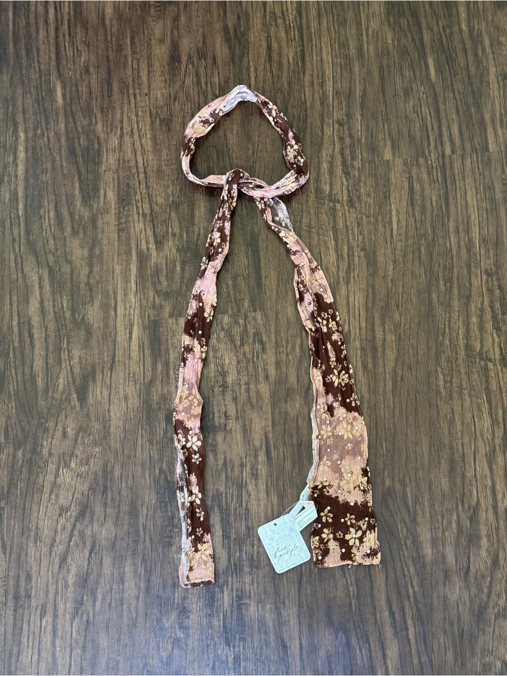 Free People ultra skinny Brown and Pink Floral Neck Scarf - Picture 14 of 14